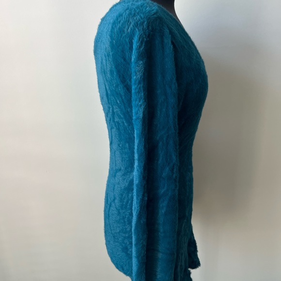 UO Piper Scoop Neck Fuzzy Romper in Teal - Picture 4 of 5